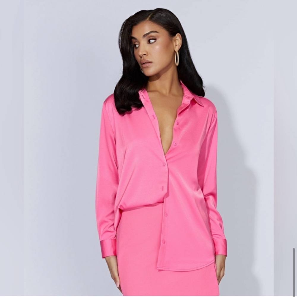 Meshki Liliana Satin button up Long Sleeve Blouse / Shirt